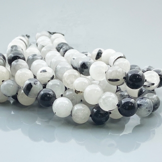 Black Rutile 8mm Smooth Round B Gemstone Beads Lot - 182691