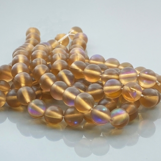 Created Matte Aura Quartz 8mm Smooth Round AAA Gemstone Beads Lot - 182698