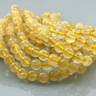 Golden Rutile 6mm Smooth Round AA Gemstone Beads Lot - 182634