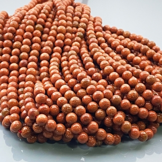 Sand Stone 6mm Smooth Round AAA Gemstone Beads Lot - 182870