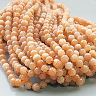 Peach Moonstone 6mm Smooth Round AAA Gemstone Beads Lot - 182871