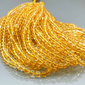 Dyed Citrine 6mm Smooth Round AA Gemstone Beads Lot - 182874