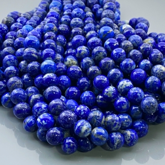Lapis Lazuli 10mm Smooth Round AA Gemstone Beads Lot - 182875