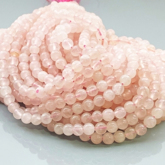 Rose Quartz 6mm Smooth Round AA Gemstone Beads Lot - 182876