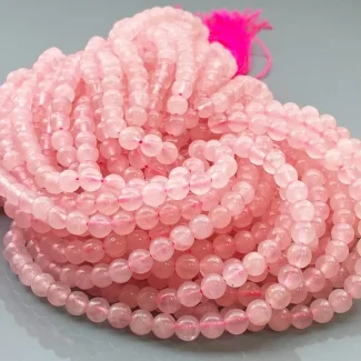 Dyed Rose Quartz 6mm Smooth Round A Gemstone Beads Lot - 182877