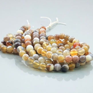 Botswana Agate 6mm Smooth Round AA+ Gemstone Beads Lot - 182929