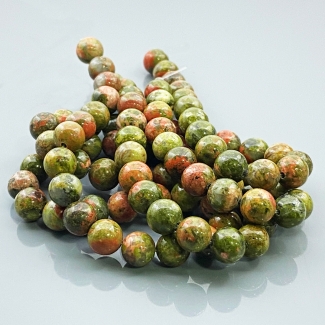 Unakite 8mm Smooth Round AAA Gemstone Beads Lot - 182778