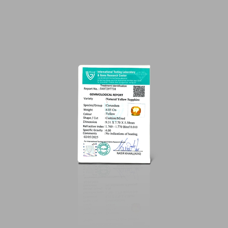 Yellow Sapphire 9.35x7.67mm Faceted Cushion AA Loose Gemstone - KS021-180934