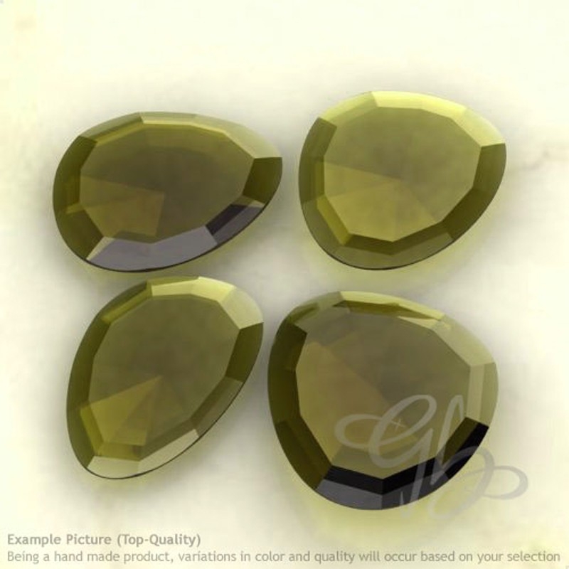 Olive Quartz Irregular Shape Rose-Cut Gemstones