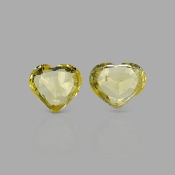 Yellow Sapphire 6mm Faceted Heart AA+ Matched Gemstones Pair - SL002-183044