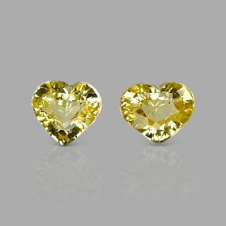 Yellow Sapphire 6mm Faceted Heart AA+ Matched Gemstones Pair - SL002-183044