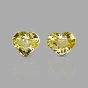 Yellow Sapphire 6mm Faceted Heart AA+ Matched Gemstones Pair - SL002-183044