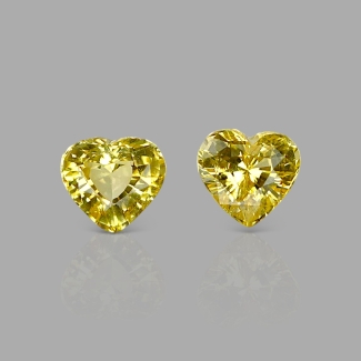Yellow Sapphire 6mm Faceted Heart AA+ Matched Gemstones Pair - SL002-183046