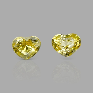 Yellow Sapphire 5mm Faceted Heart AA+ Matched Gemstones Pair - SL002-183045