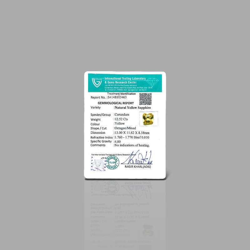 Yellow Sapphire 13x11.62x8.50mm Step Cut Octagon AA Loose Gemstone - AE-183017