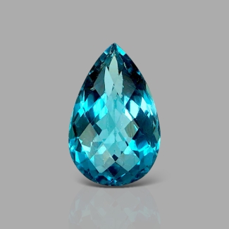 London Blue Topaz 14x9mm Checkerboard Pear AAA Grade Loose Gemstone - 158182