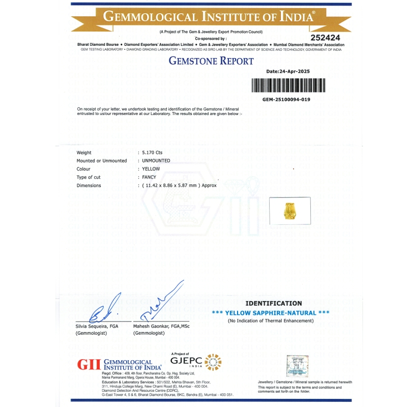 Yellow Sapphire 11.42x8.86x5.87mm Faceted Fancy AAA+ Loose Gemstone - PK-182910