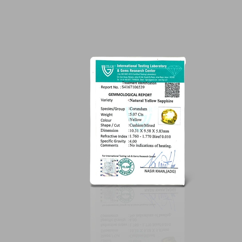 Yellow Sapphire 10.24x9.57x5.80mm Faceted Square Cushion AA Loose Gemstone - AE001-183034