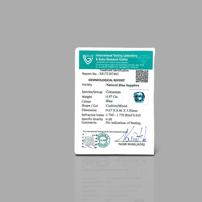 Blue Sapphire 9.62x8.42x5.90mm Faceted Cushion A+ Loose Gemstone - PA001-183108