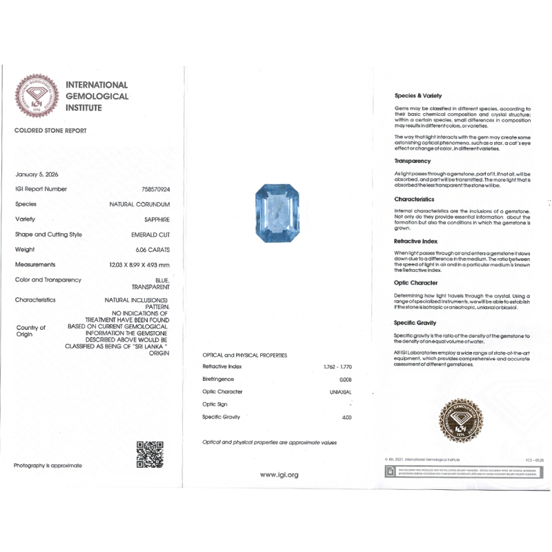 Blue Sapphire 12.03x8.99x4.93mm Step Cut Octagon A+ Loose Gemstone - SH01C-183542