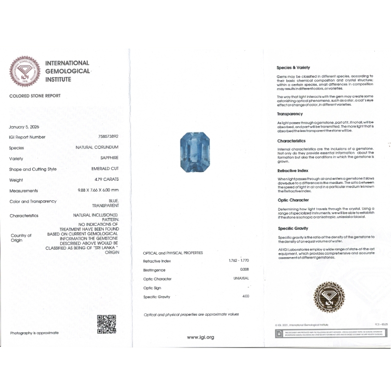 Blue Sapphire 9.88x7.66x6mm Step Cut Octagon AA Loose Gemstone - SH01G-183547