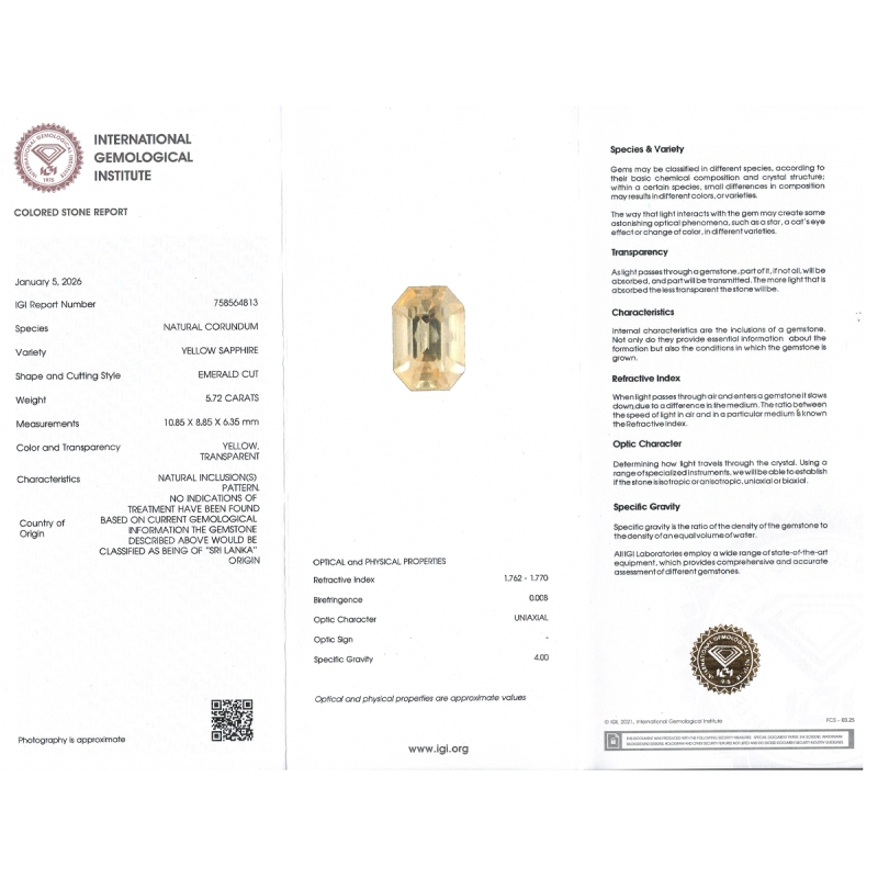 Yellow Sapphire 10.85x8.85x6.35mm Step Cut Octagon AA+ Loose Gemstone - SH01F-183574