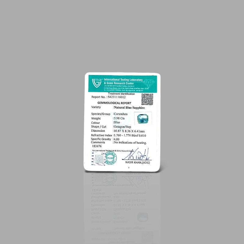 Blue Sapphire 10.87x8.36x6.41mm Step Cut Octagon A+ Loose Gemstone - SA04E-183676