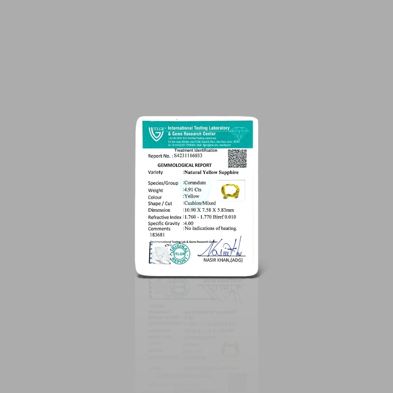 Yellow Sapphire 10.90x7.58x5.83mm Faceted Cushion AA Loose Gemstone - SH04D-183681