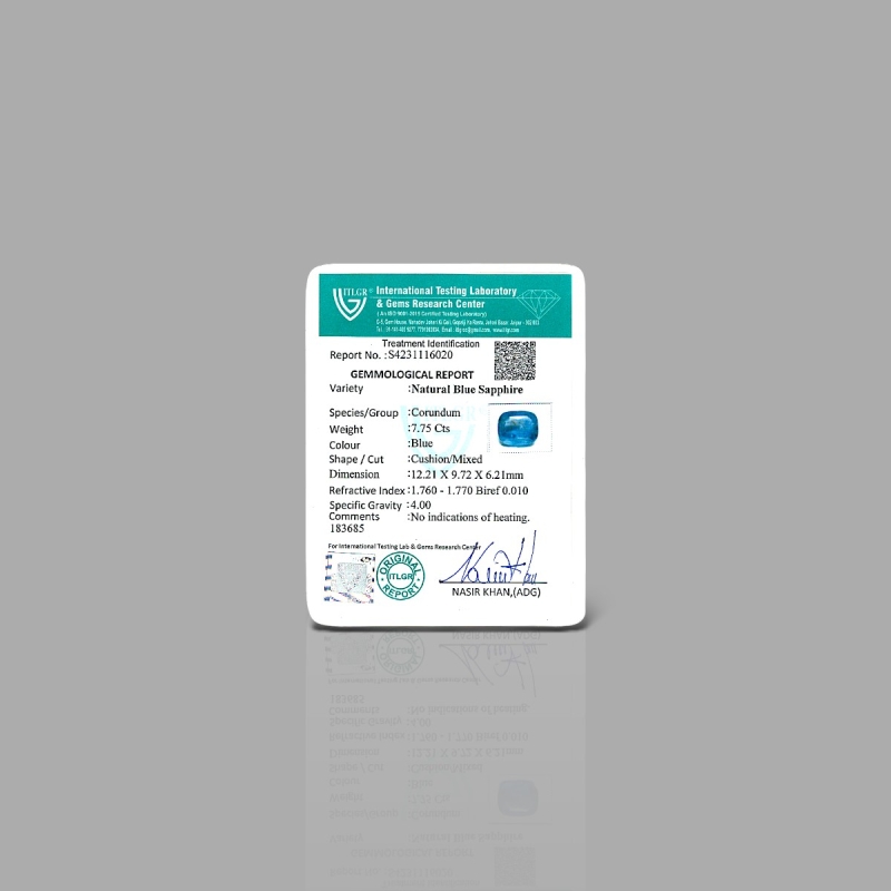 Blue Sapphire 12.21x9.72x6.21mm Faceted Cushion A+ Loose Gemstone - SA04D-183685