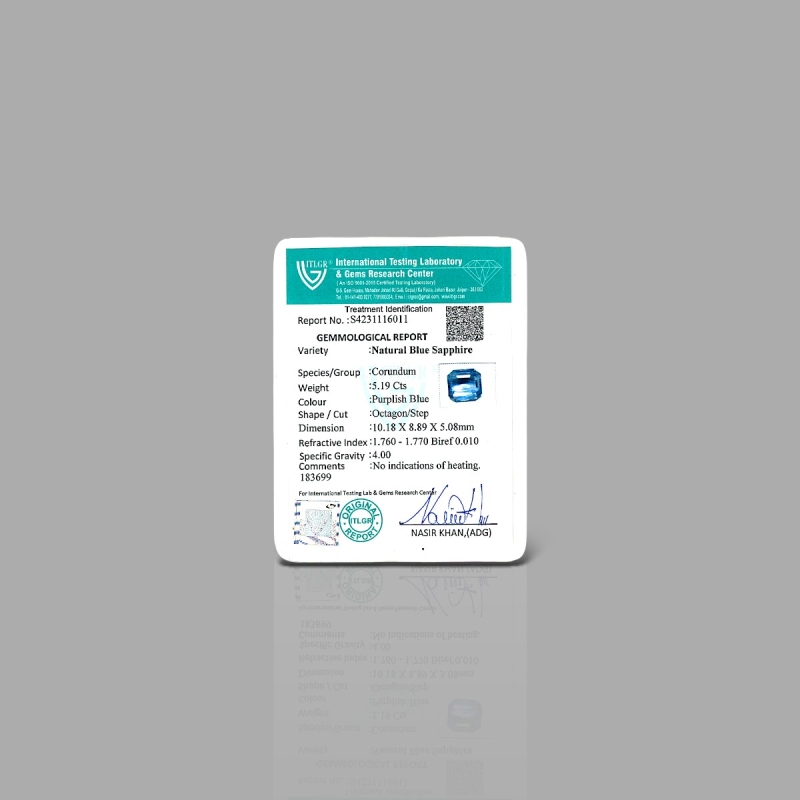 Blue Sapphire 10.18x8.89x5.08mm Step Cut Octagon AA+ Loose Gemstone - SA04A-183699