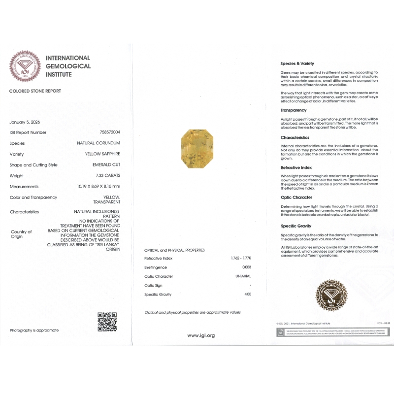 Yellow Sapphire 10.19x8.69x8.16mm Step Cut Octagon AA+ Loose Gemstone - SA07D-183808