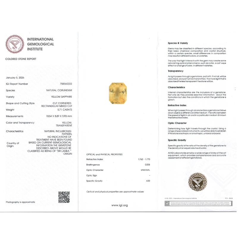 Yellow Sapphire 10.54x8.89x5.93mm Step Cut Octagon AA+ Loose Gemstone - SA07C-183805