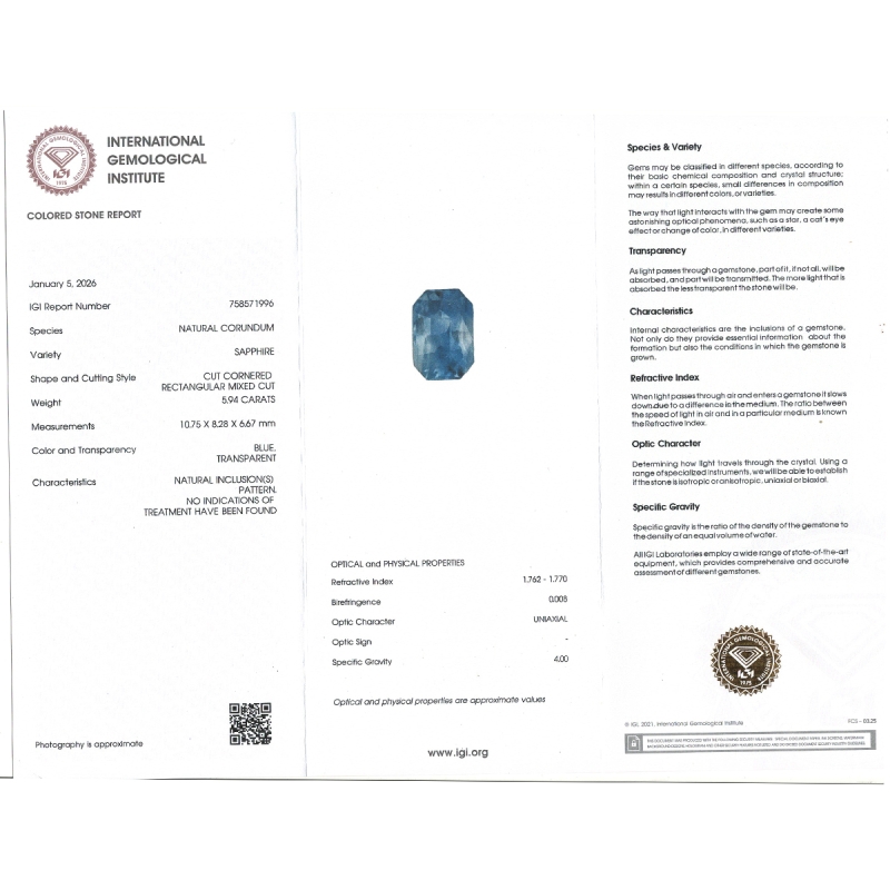 Blue Sapphire 10.75x8.28x6.67mm Step Cut Octagon AA Loose Gemstone - SA07C-183785