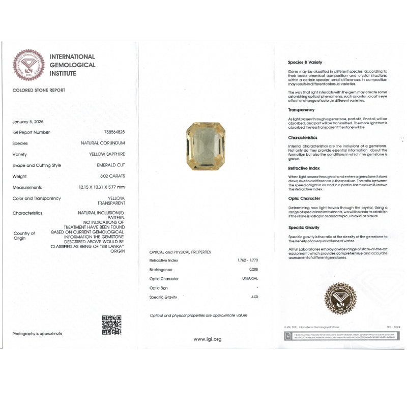 Yellow Sapphire 12.14x10.31x5.70mm Step Cut Octagon AAA Loose Gemstone - PM-183117