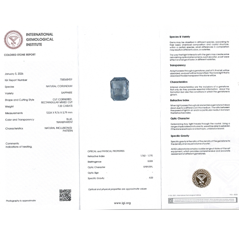 Blue Sapphire 12.04x9.76x5.79mm Step Cut Octagon AA Loose Gemstone - SH01F-183577