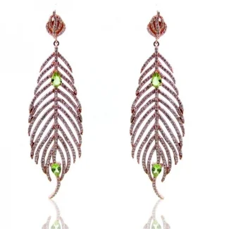 Peridot and Diamond White CZ 925 Sterling Silver Earrings