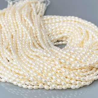 Pearl 3mm Smooth Rice AA+ Beads Strand - 184101
