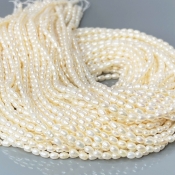 Pearl 3mm Smooth Rice AA+ Beads Strand - 184101