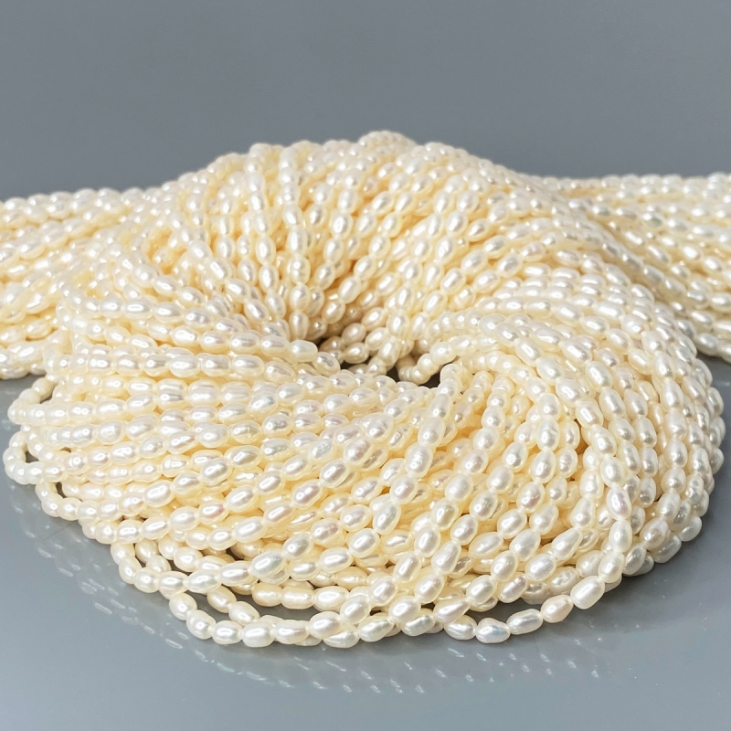 Pearl 3mm Smooth Rice AA+ Beads Strand - 184101