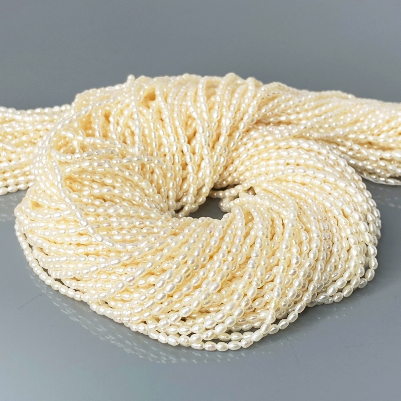 Pearl 2mm Smooth Rice AA+ Beads Strand - 184099