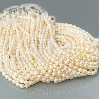 Pearl 4mm Smooth Rice AA+ Beads Strand - 184103