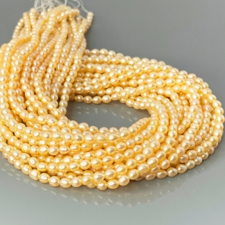 Pearl 4mm Smooth Rice AA+ Beads Strand - 184104