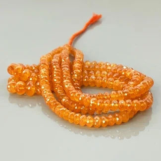 Spessartite Garnet 4-6.5mm Faceted Rondelle AA Gemstone Beads Strand - 183071