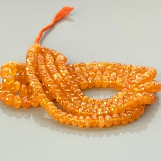 Spessartite Garnet 4-6mm Faceted Rondelle AA Gemstone Beads Strand - 183070