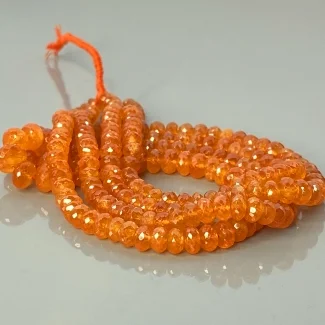 Spessartite Garnet 4.5-6.5mm Faceted Rondelle AA Gemstone Beads Strand - 183065