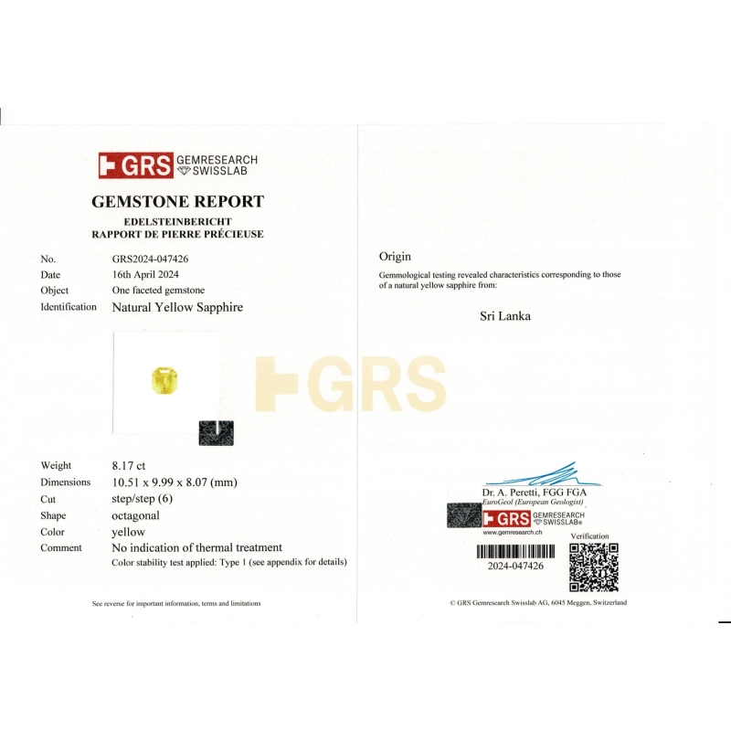 Yellow Sapphire 10.51X9.99X8.07mm Step Cut Octagon AA Loose Gemstone - LH-184128