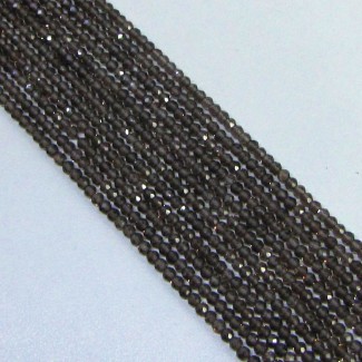 Smoky Quartz 2-2.5mm Micro Faceted Rondelle Shape AAA Grade Gemstone Beads Strand - Total 1 Strand of 14 Inch