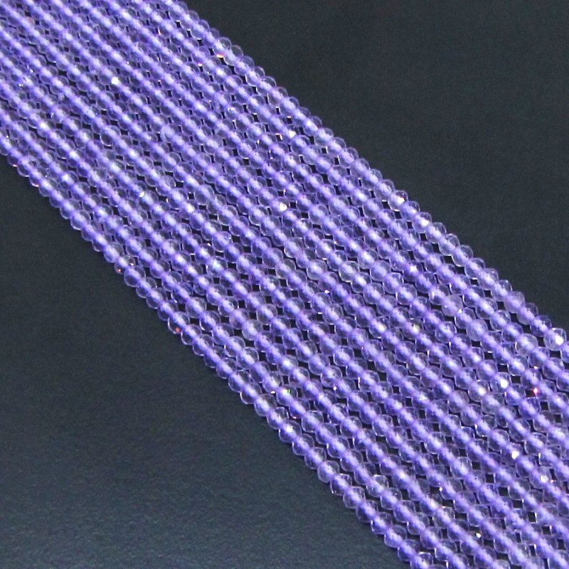 Pink Amethyst Micro Faceted Rondelle Shape AAA Grade Gemstone Beads Strand - 2-2.5mm - 14 Inch - 1 Strand