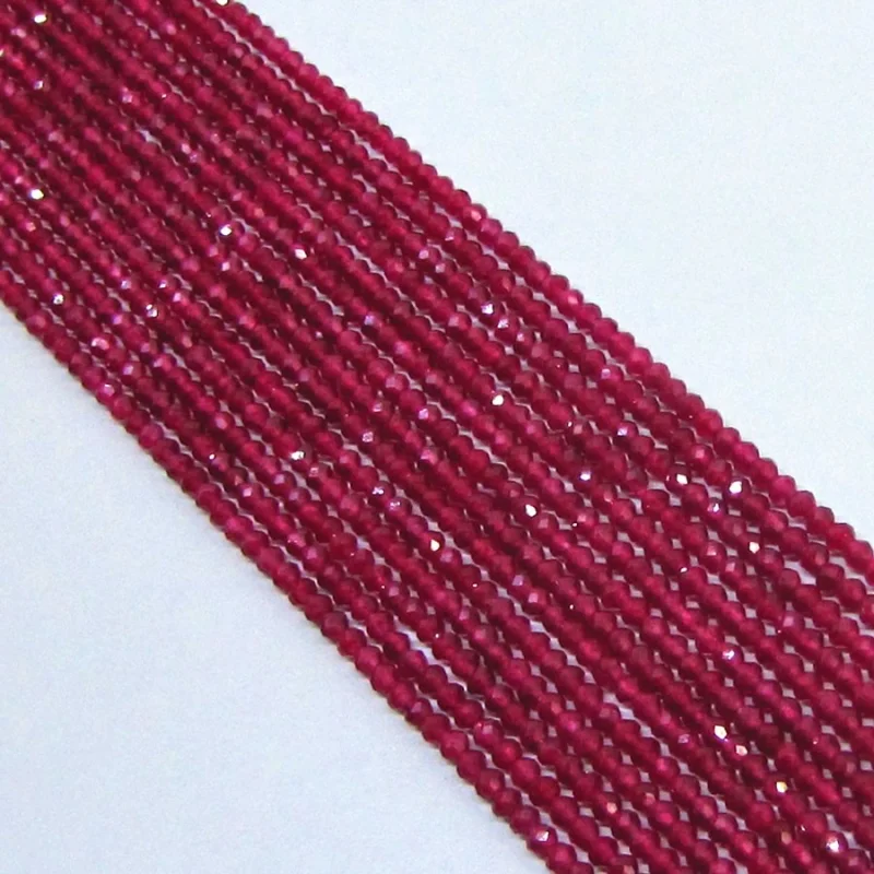 Dyed Ruby (Ropada) 2-2.5mm Micro Faceted Rondelle Shape AAA Grade Gemstone Beads Strand - Total 1 Strand of 14 Inch