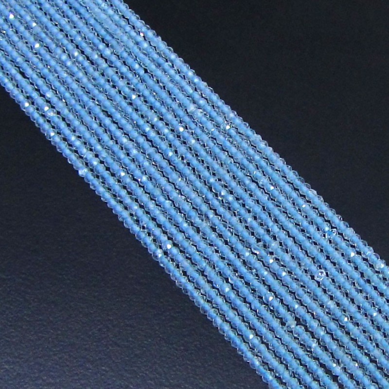 Sky Blue Topaz 3-3.5mm Micro Faceted Rondelle Shape AAA Grade 14 Inch Long Gemstone Beads Strand